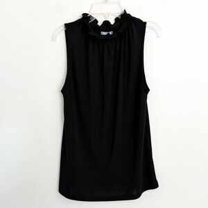 zara / black high collar ruffle tank top  S